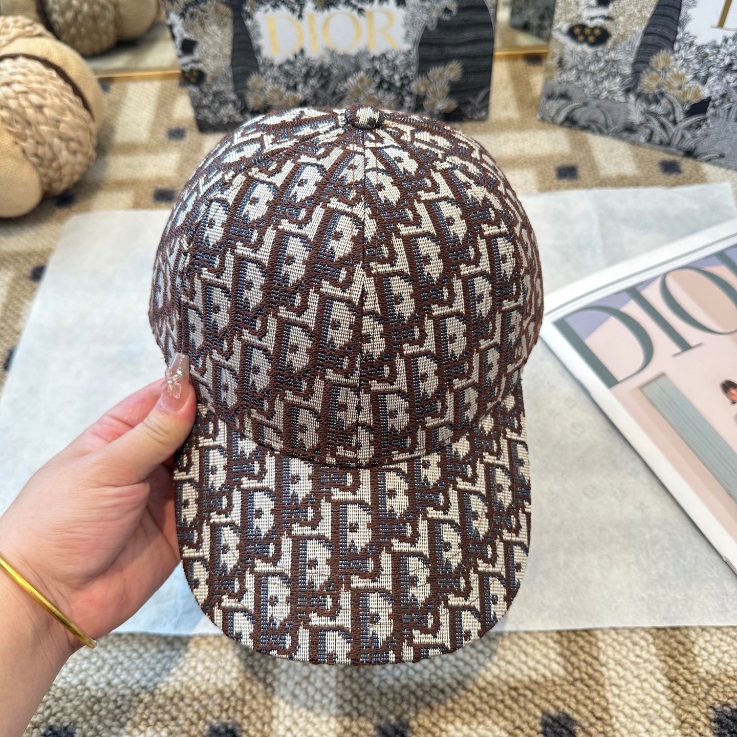 Casquette Dior Oblique Marron
