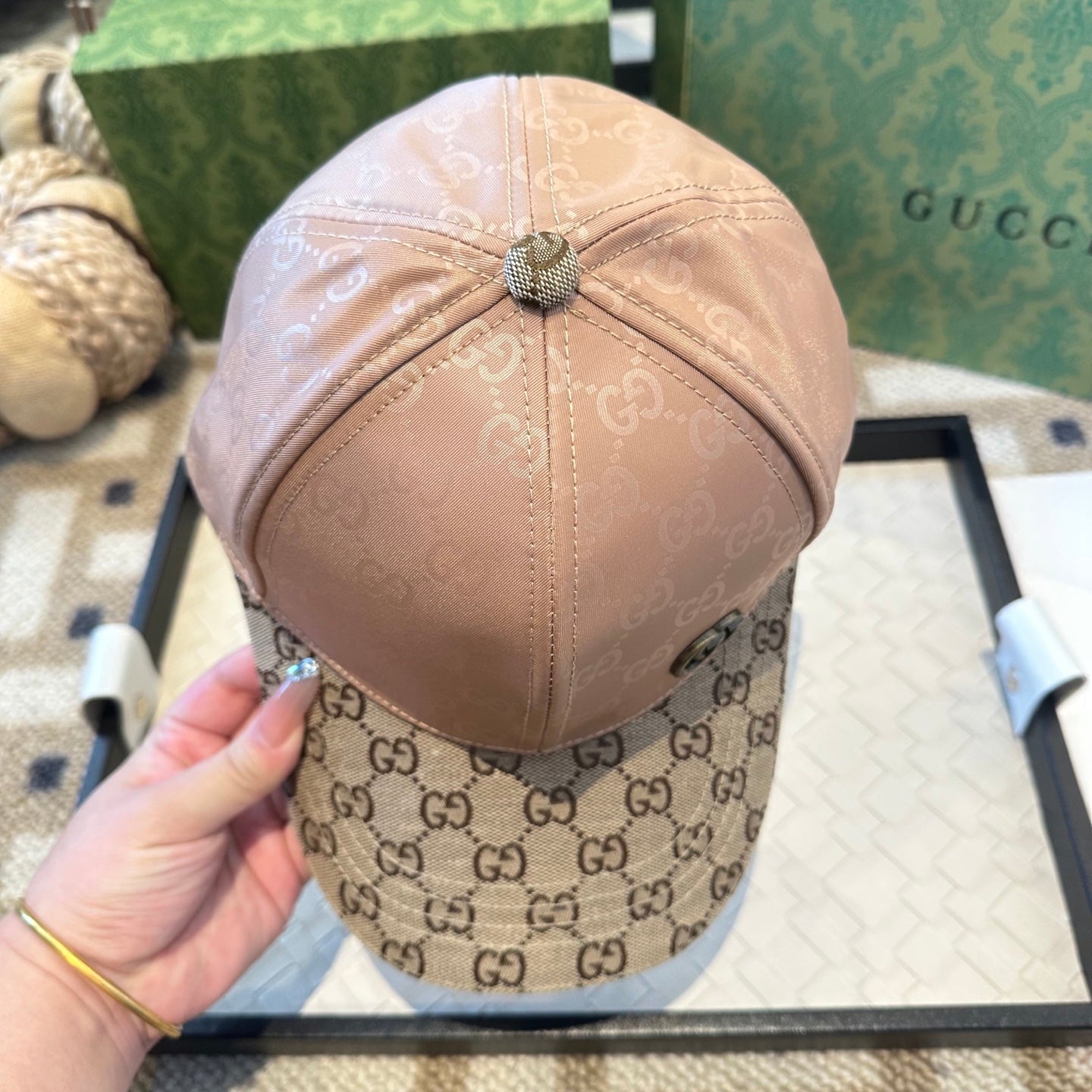 Casquette Gucci GG Supreme Rose Beige
