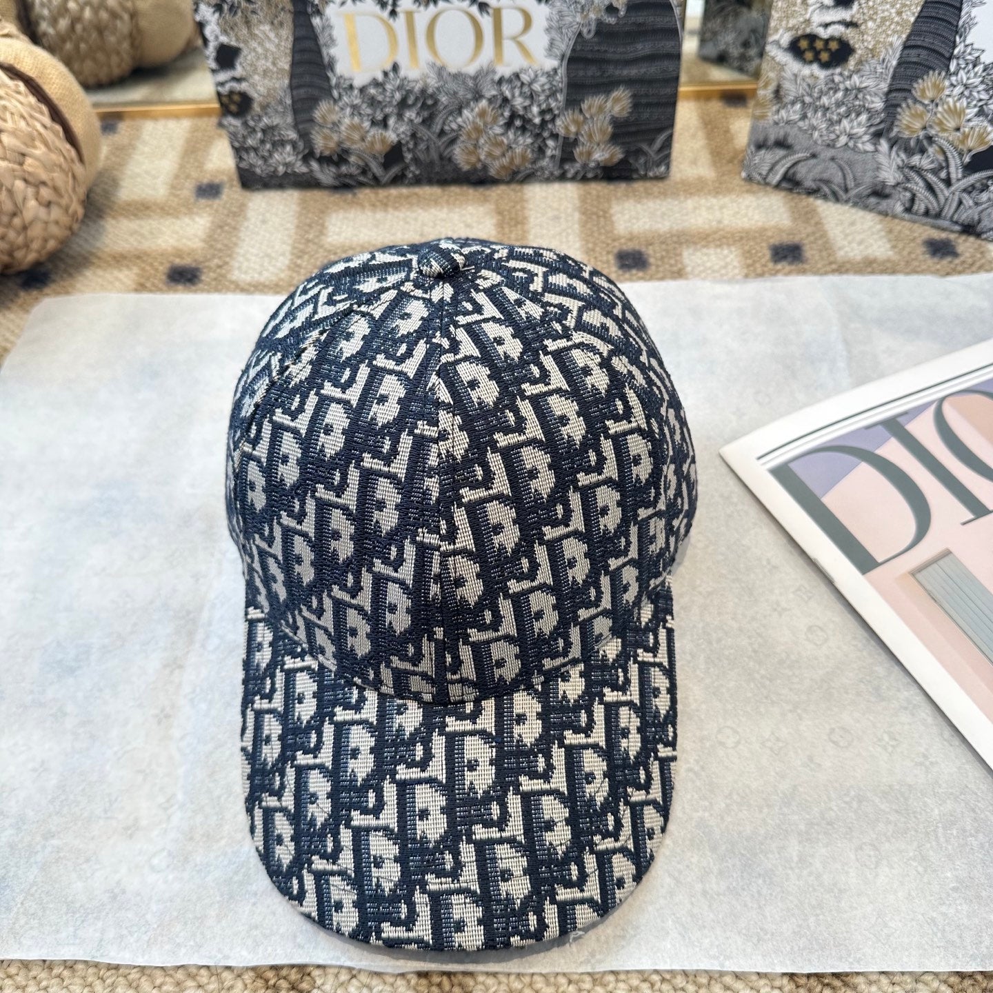 Casquette Dior Oblique Bleu Marine