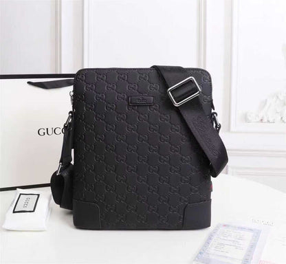 Sac Messager Gucci Signature Cuir Noir