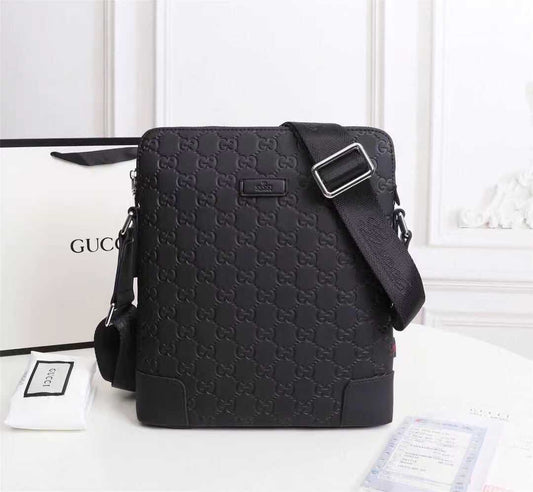 Sac Messager Gucci Signature Cuir Noir