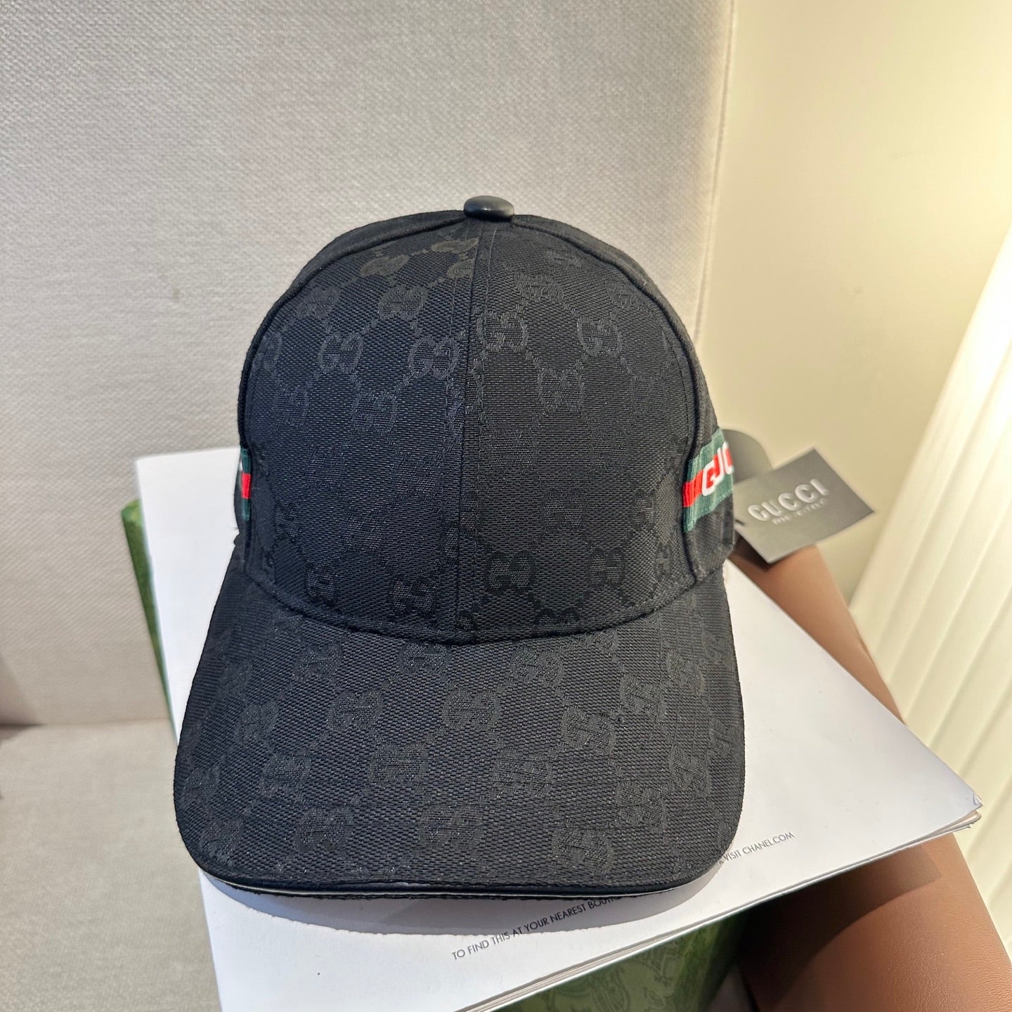Casquette Gucci GG Supreme Noire Bande Web