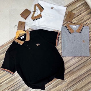 Polo Style Burberry – Col & Manches Tartan Camel