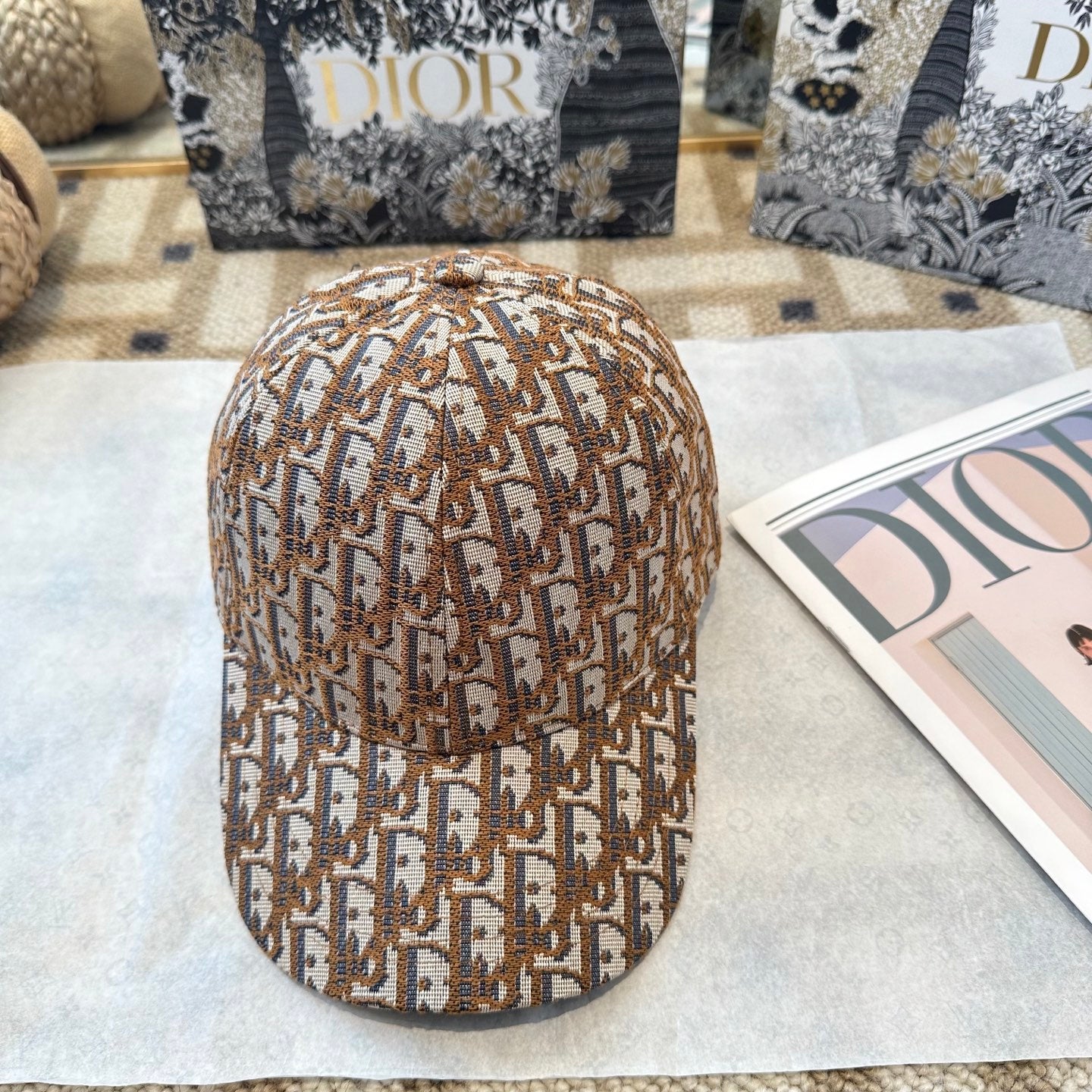 Casquette Dior Oblique Camel Doré