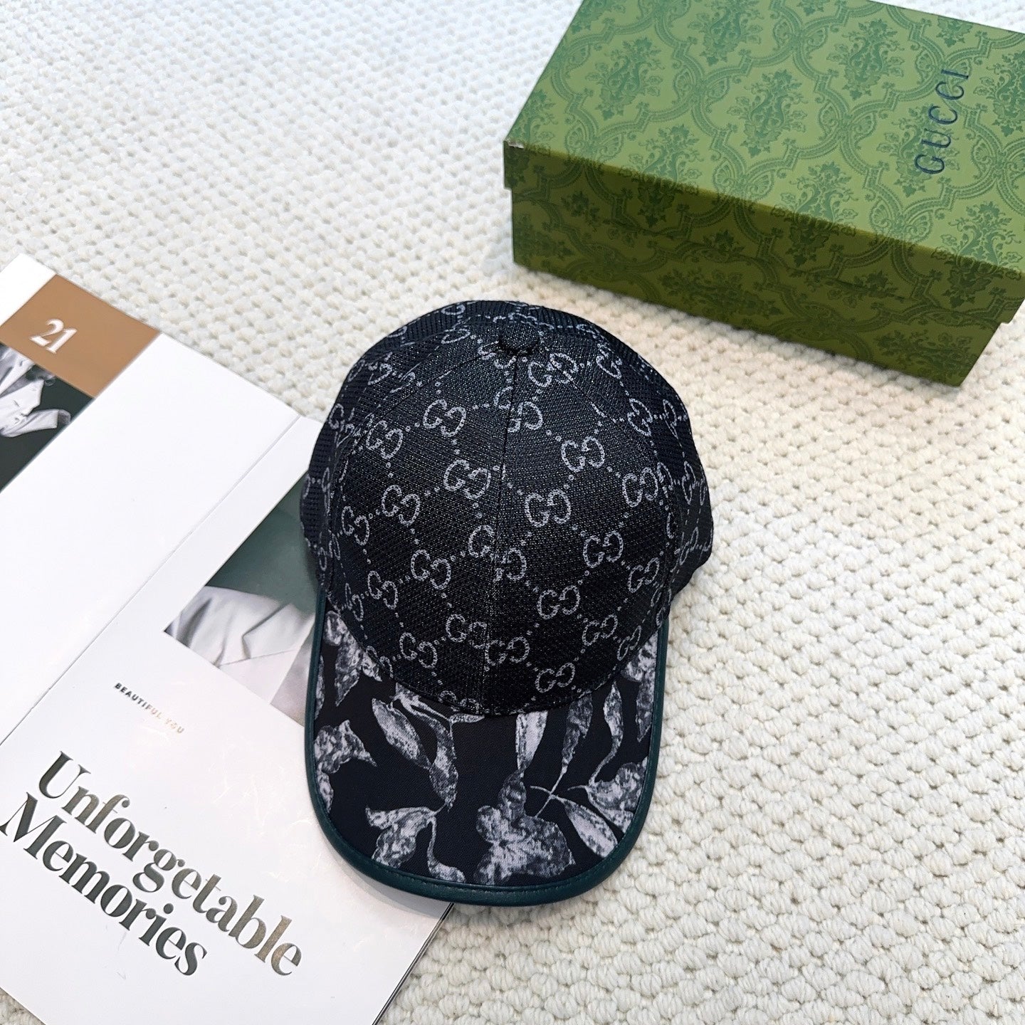 Casquette Gucci – Noir & Motif Gris