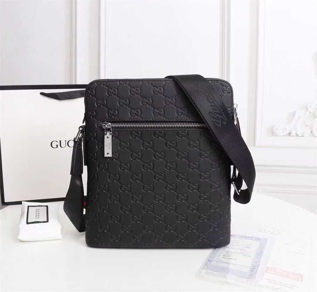 Sac Messager Gucci Signature Cuir Noir