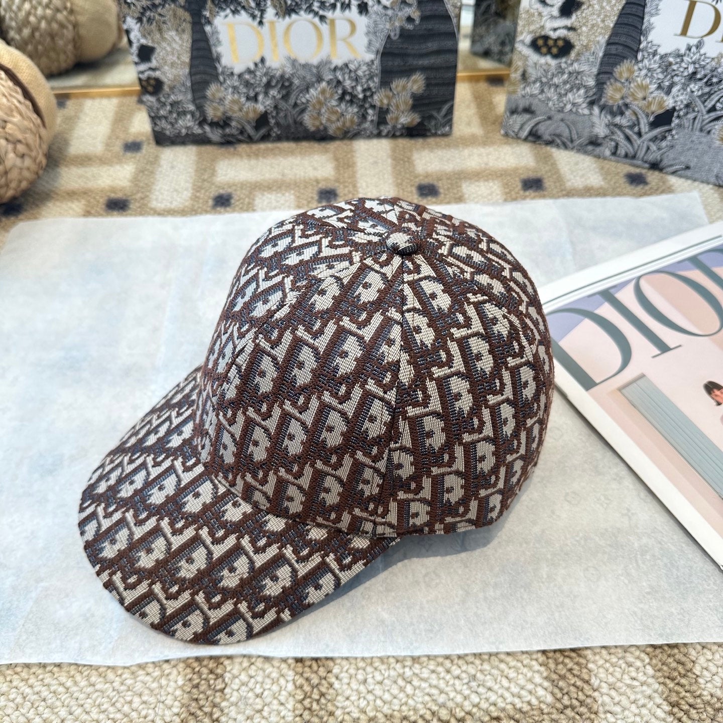 Casquette Dior Oblique Marron