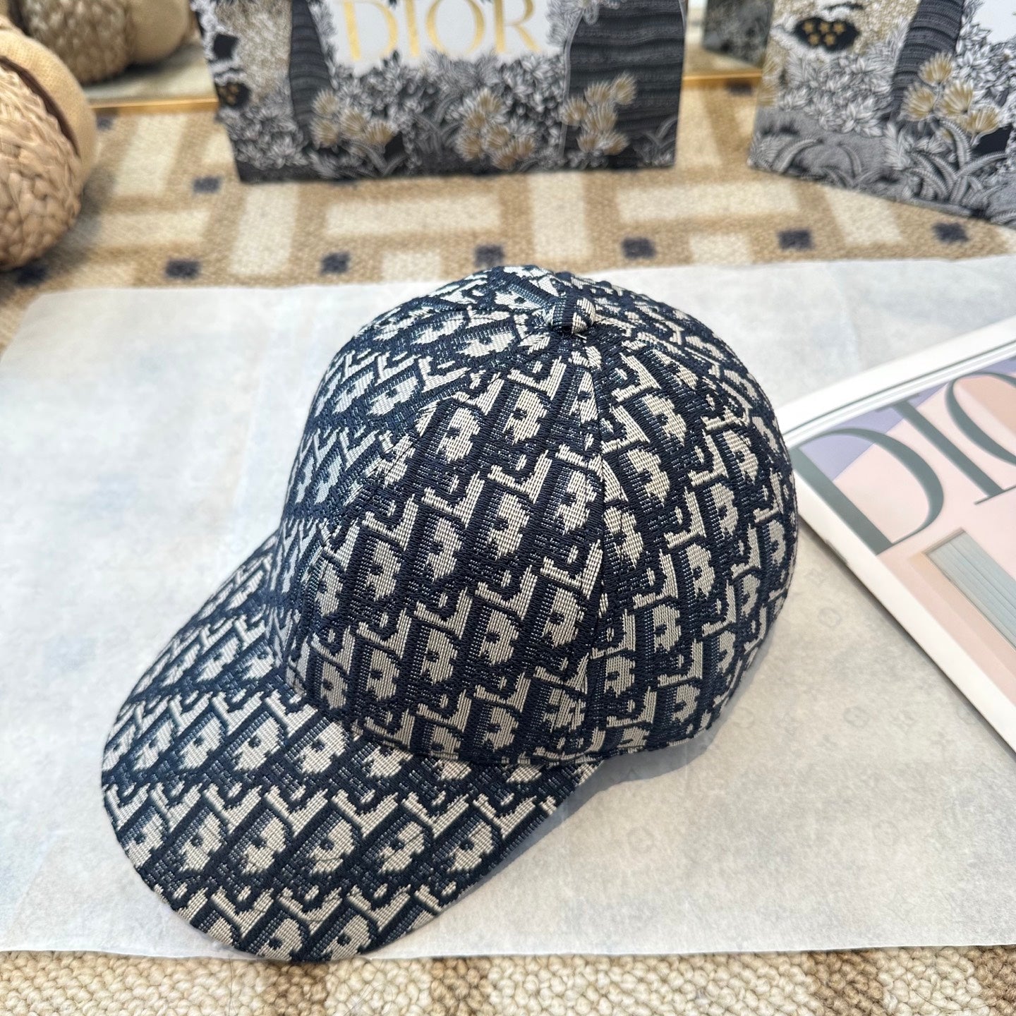 Casquette Dior Oblique Bleu Marine