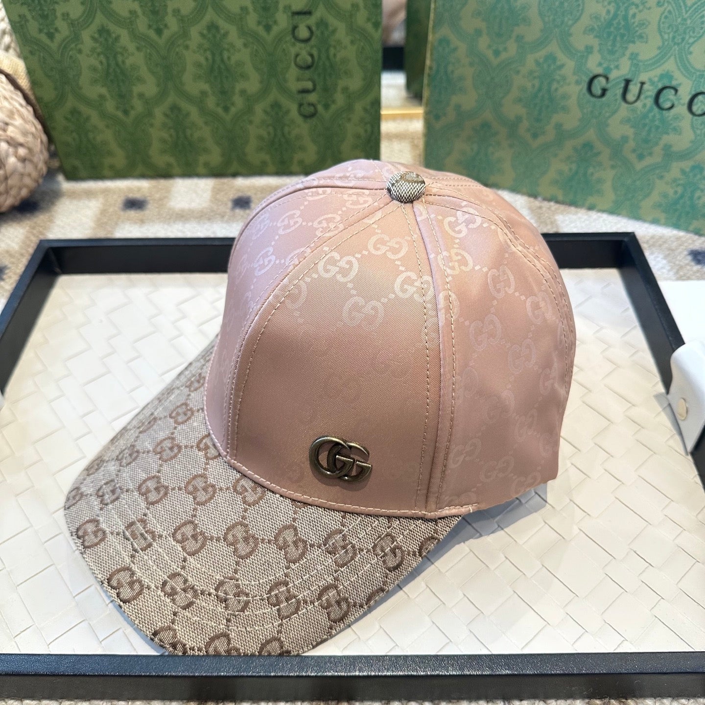 Casquette Gucci GG Supreme Rose Beige