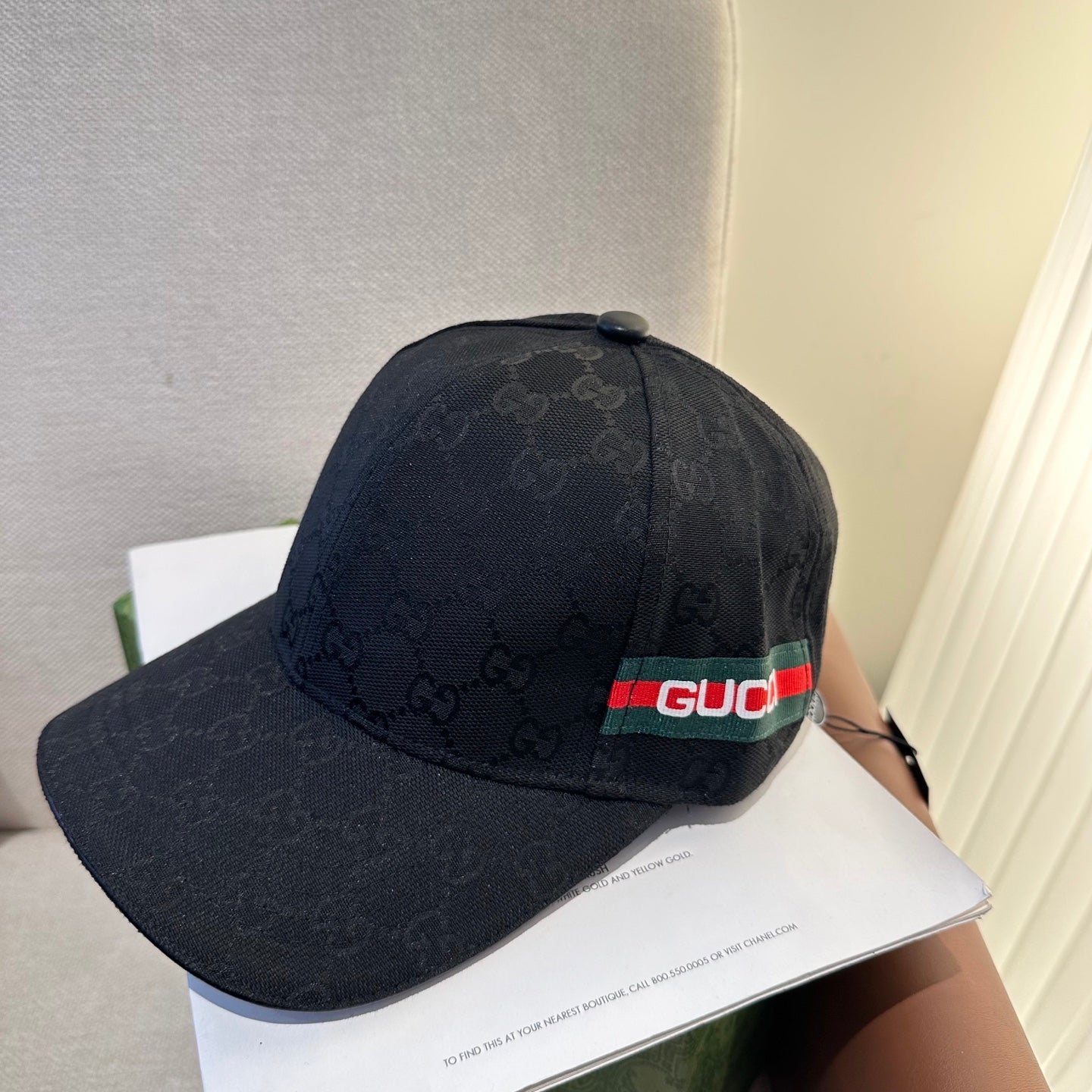 Casquette Gucci GG Supreme Noire Bande Web