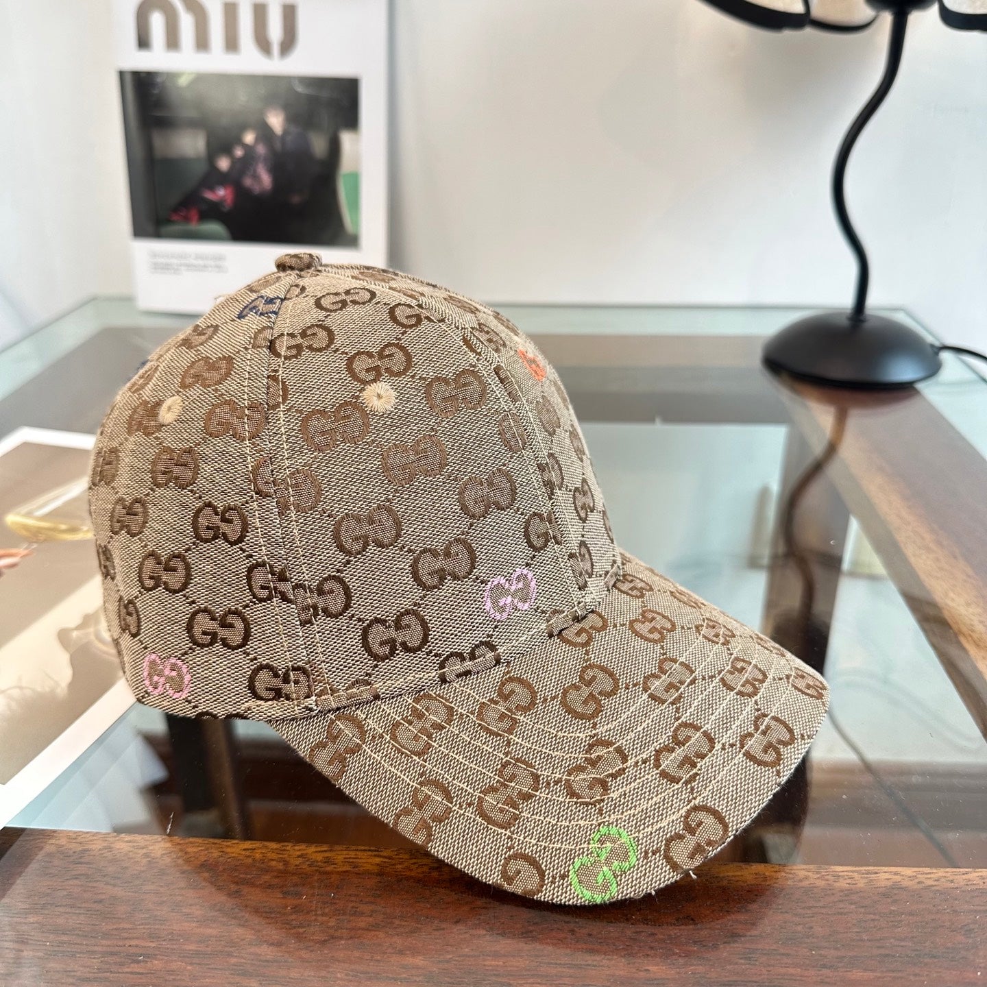 Casquette Gucci Marron Logo Multicolore