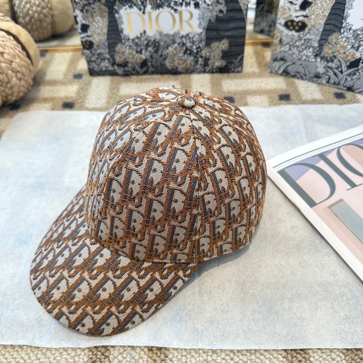 Casquette Dior Oblique Camel Doré