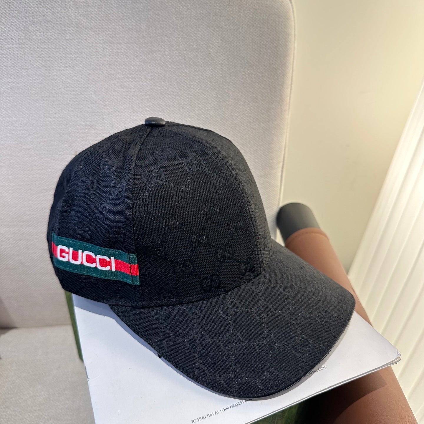 Casquette Gucci GG Supreme Noire Bande Web