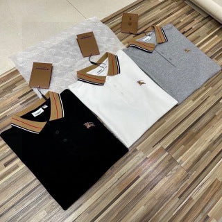 Polo Style Burberry – Col & Manches Tartan Camel