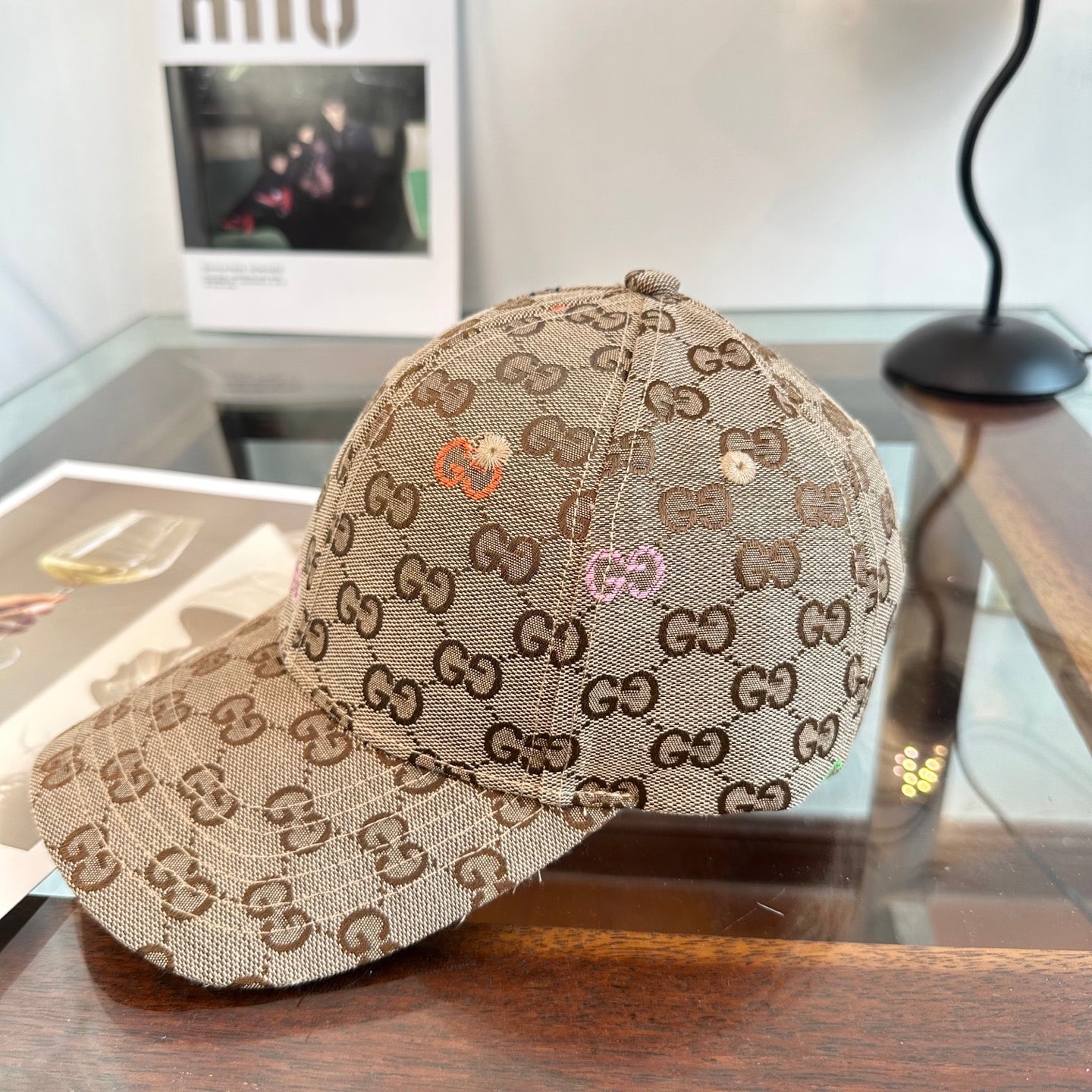 Casquette Gucci Marron Logo Multicolore