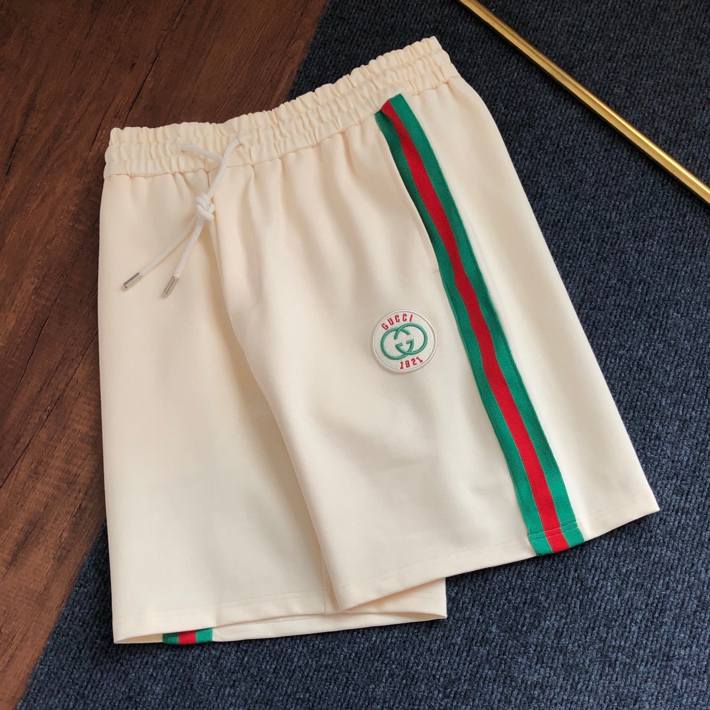 Short Gucci GG 1921 Crème Bandes Vertes