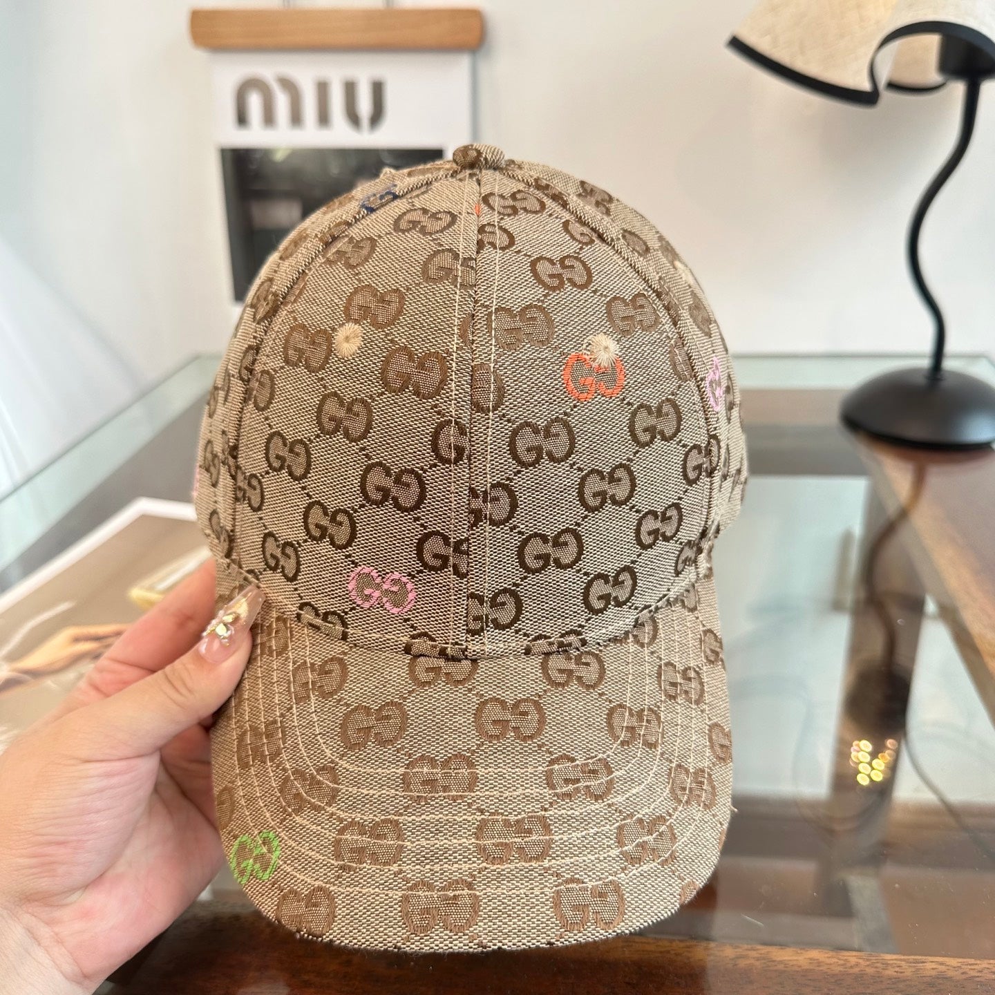 Casquette Gucci Marron Logo Multicolore