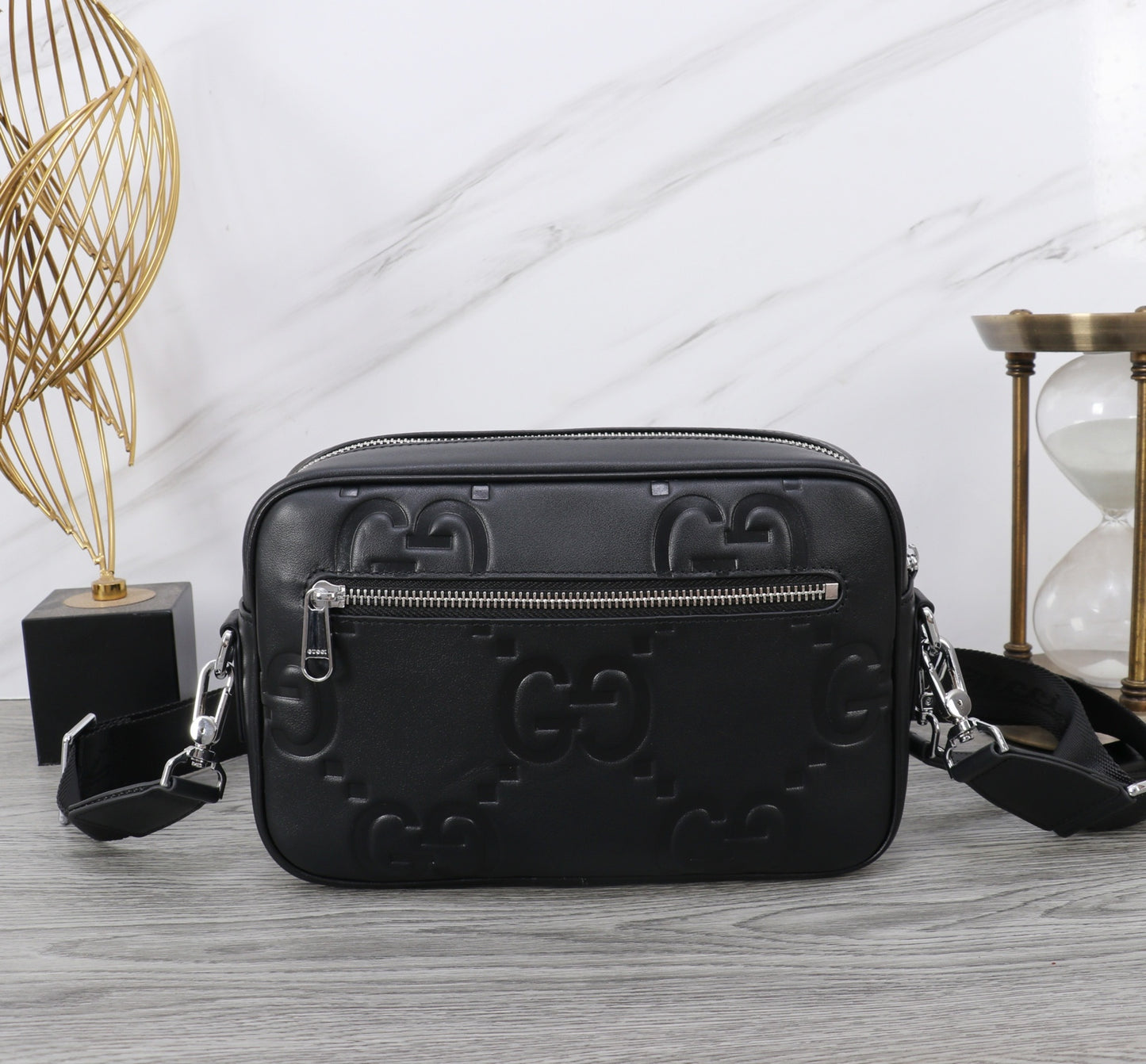 Sac Bandoulière Gucci GG Embossé Cuir Noir