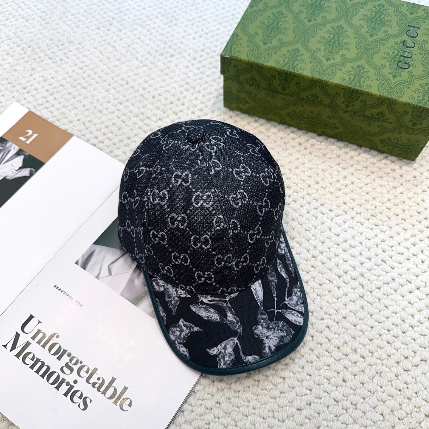 Casquette Gucci – Noir & Motif Gris
