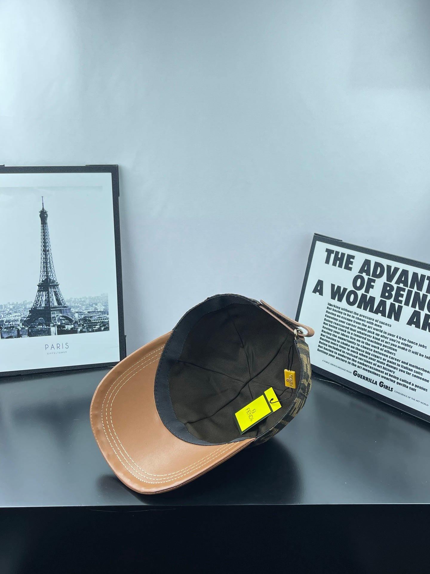 Casquette Fendi Monogramme FF Visière Cuir Camel