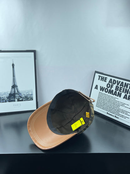 Casquette Fendi Monogramme FF Visière Cuir Camel