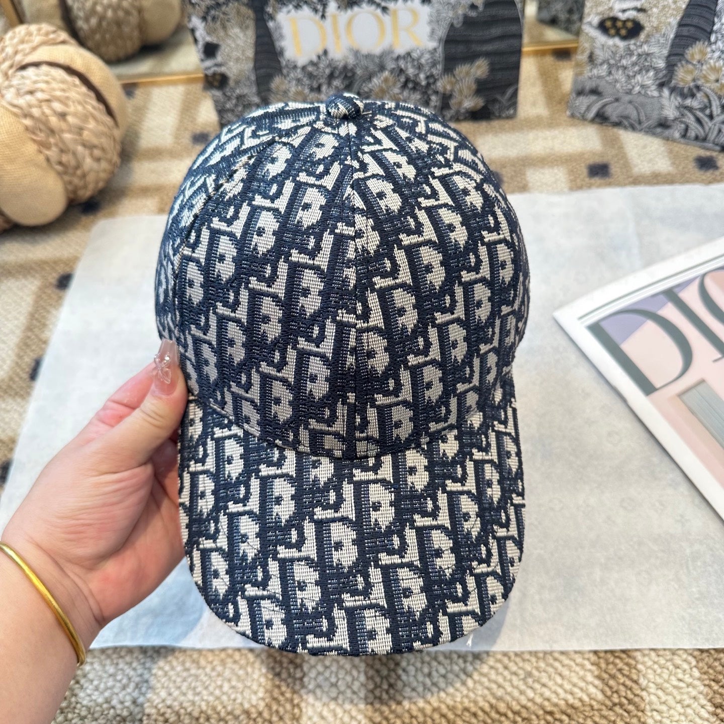 Casquette Dior Oblique Bleu Marine