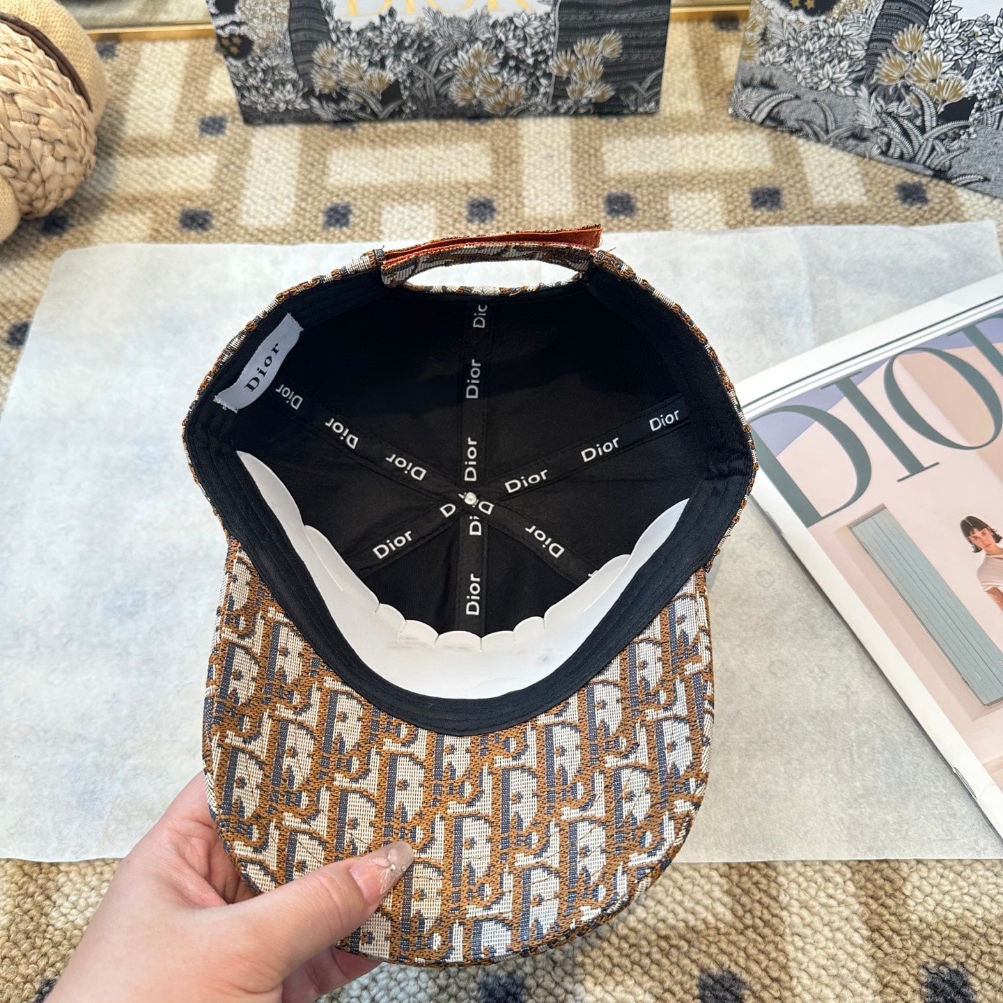 Casquette Dior Oblique Camel Doré