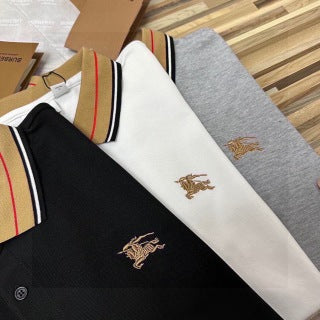 Polo Style Burberry – Col & Manches Tartan Camel