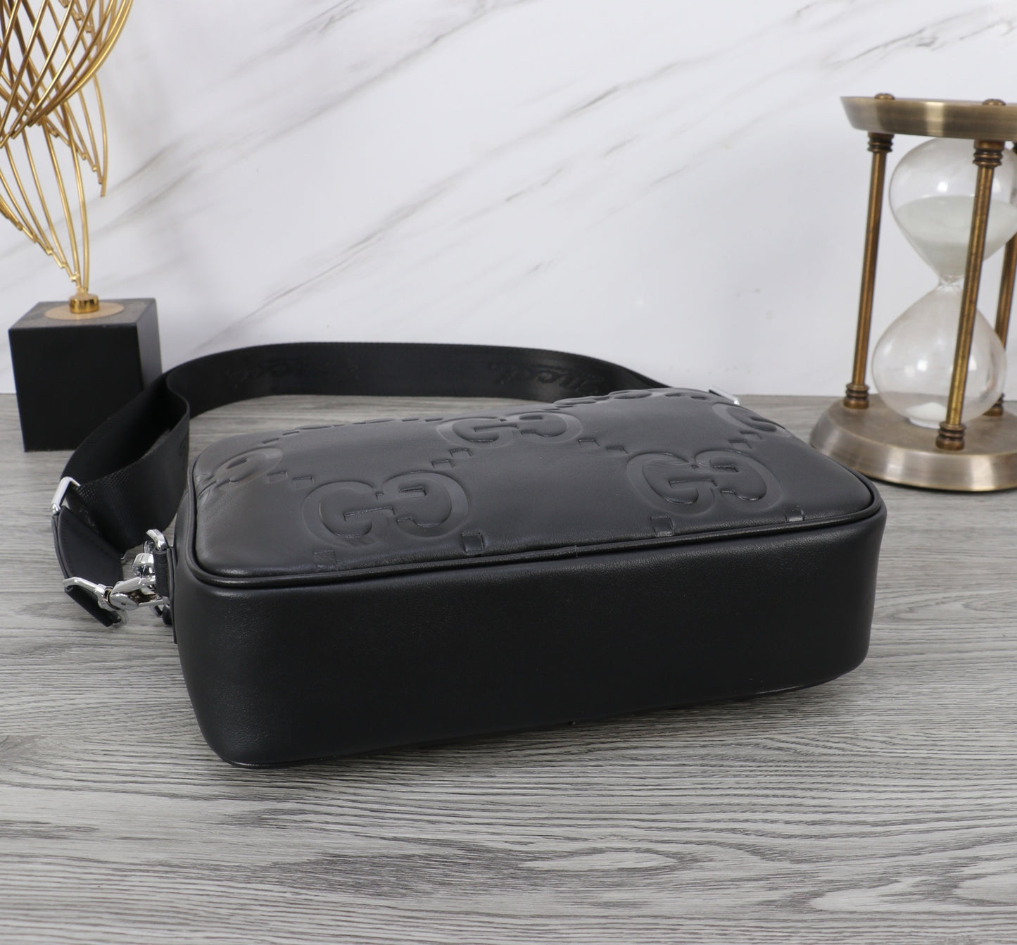 Sac Bandoulière Gucci GG Embossé Cuir Noir