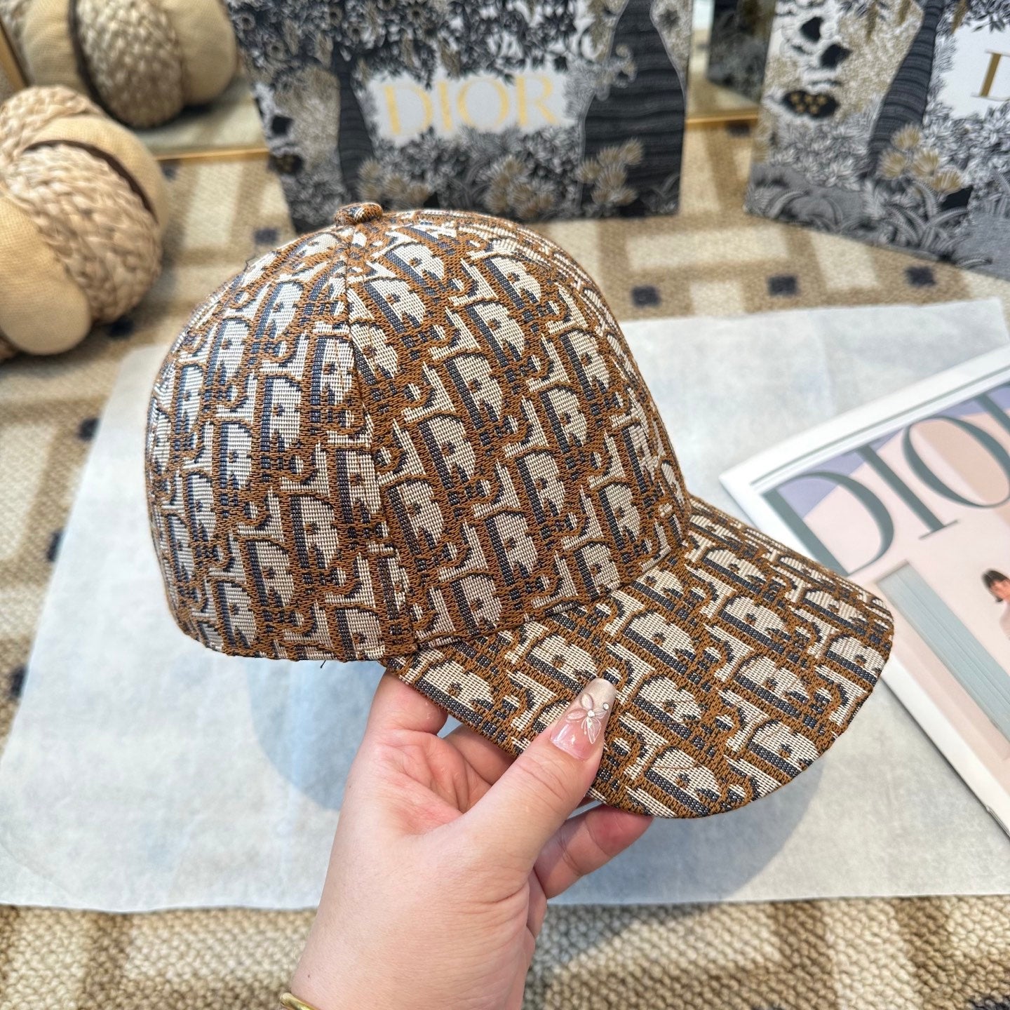 Casquette Dior Oblique Camel Doré