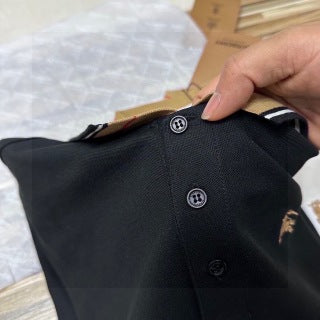 Polo Style Burberry – Col & Manches Tartan Camel
