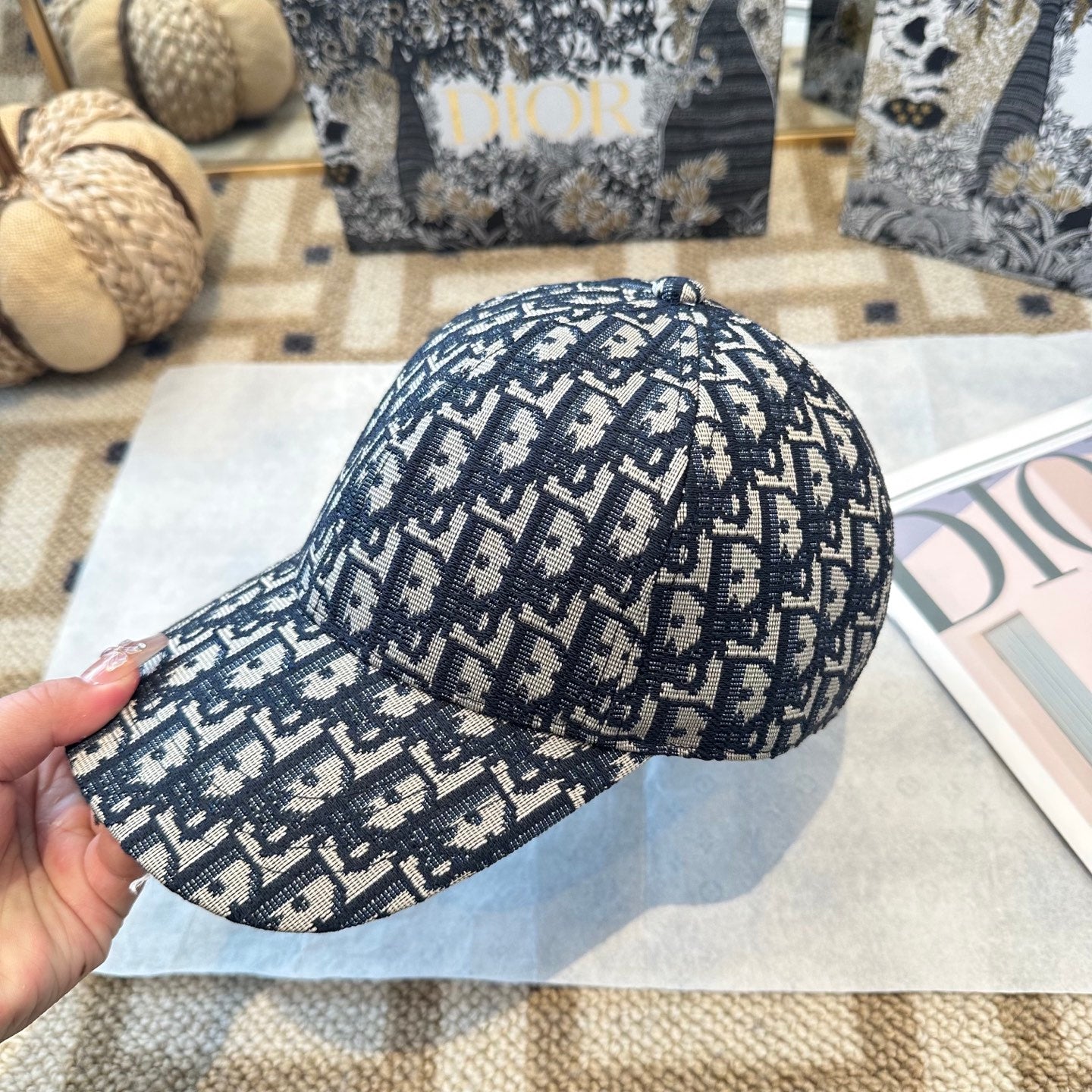Casquette Dior Oblique Bleu Marine