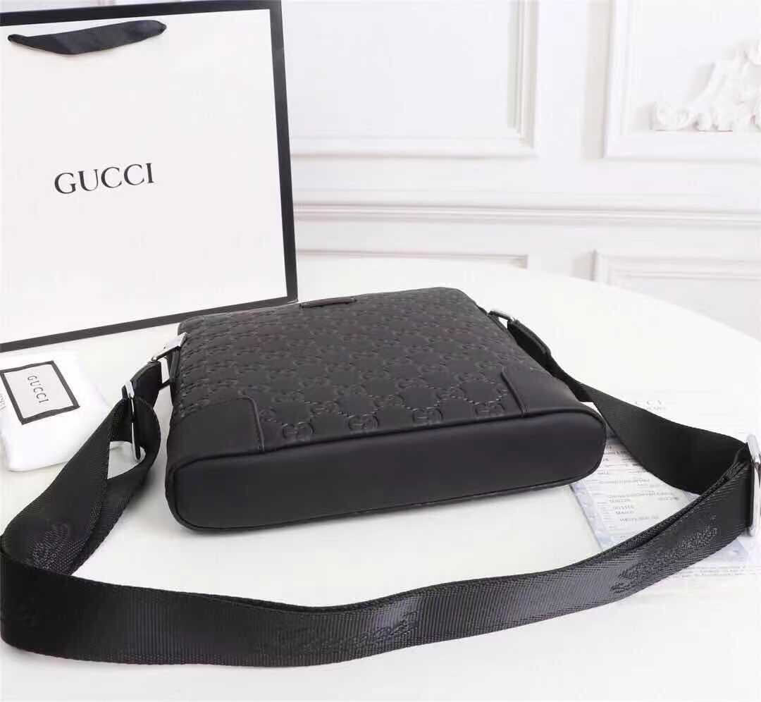 Sac Messager Gucci Signature Cuir Noir