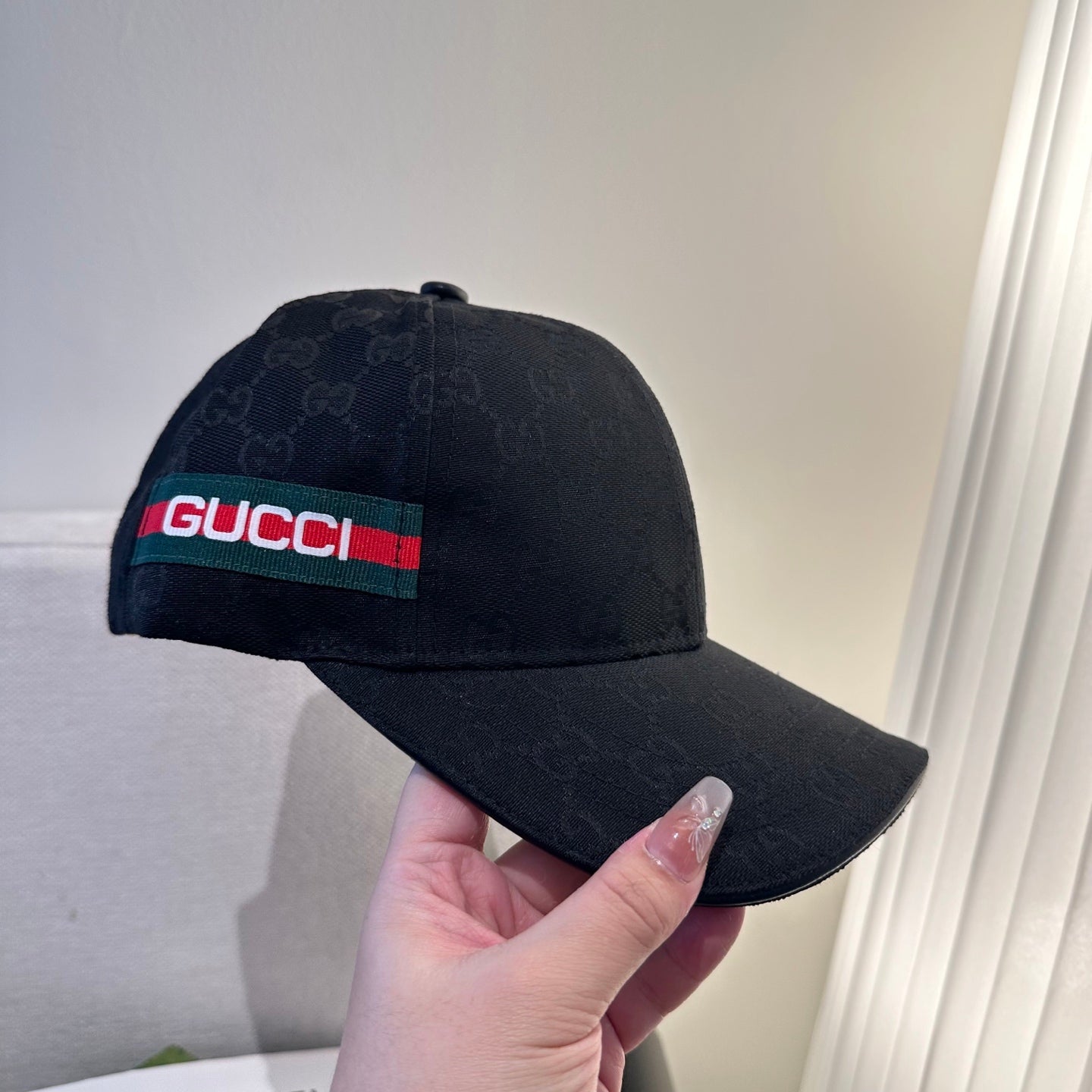 Casquette Gucci GG Supreme Noire Bande Web