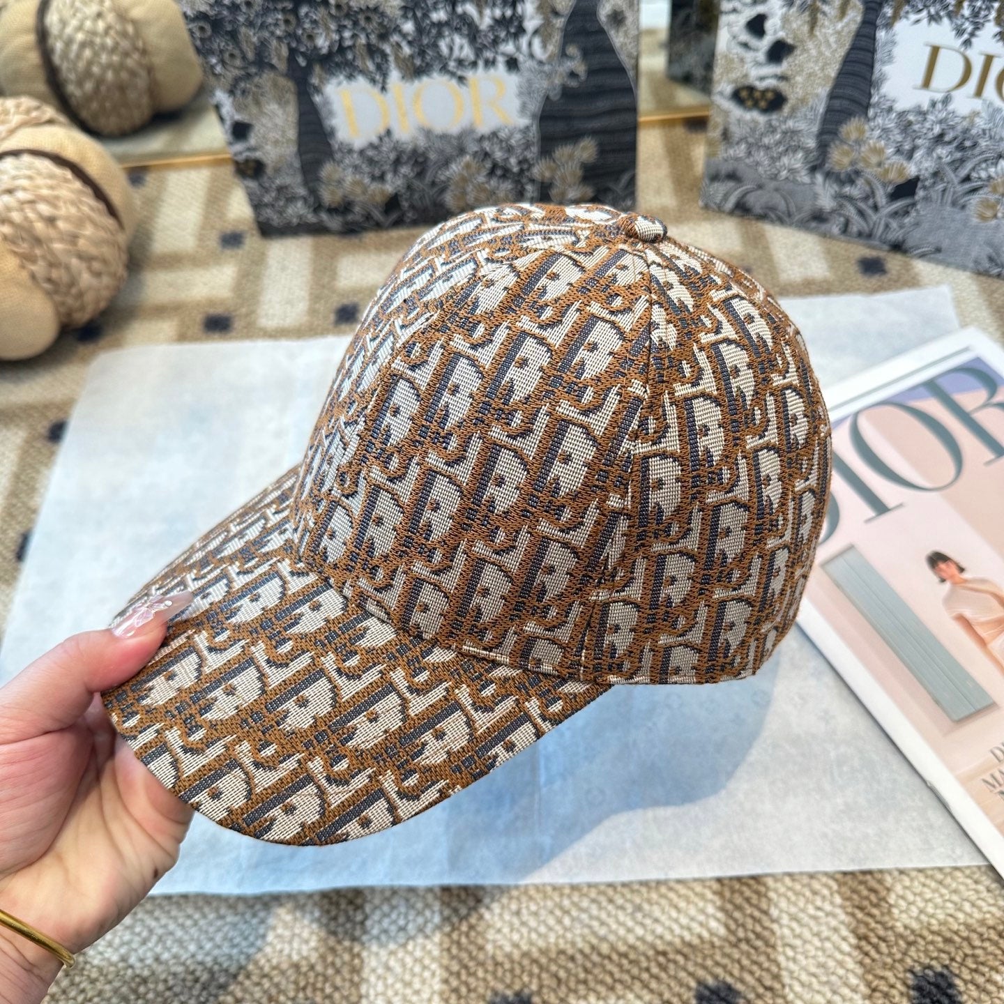 Casquette Dior Oblique Camel Doré