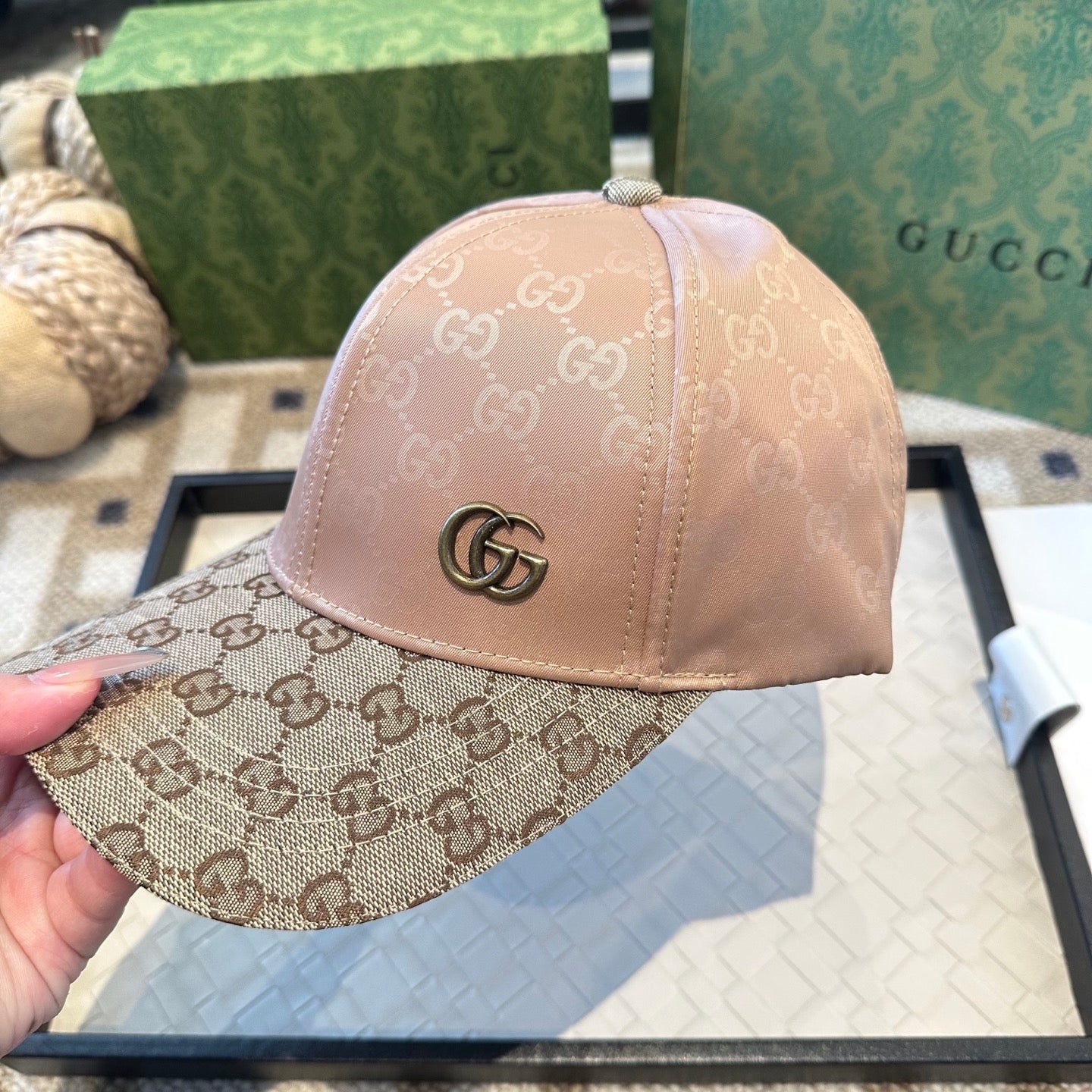 Casquette Gucci GG Supreme Rose Beige