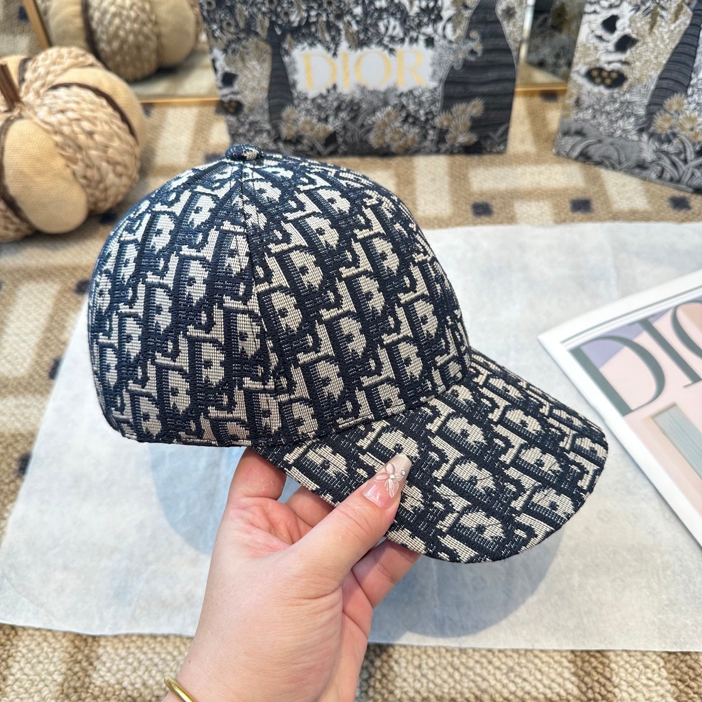 Casquette Dior Oblique Bleu Marine