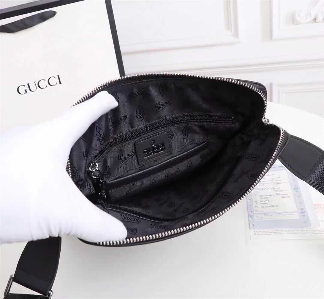 Sac Messager Gucci Signature Cuir Noir