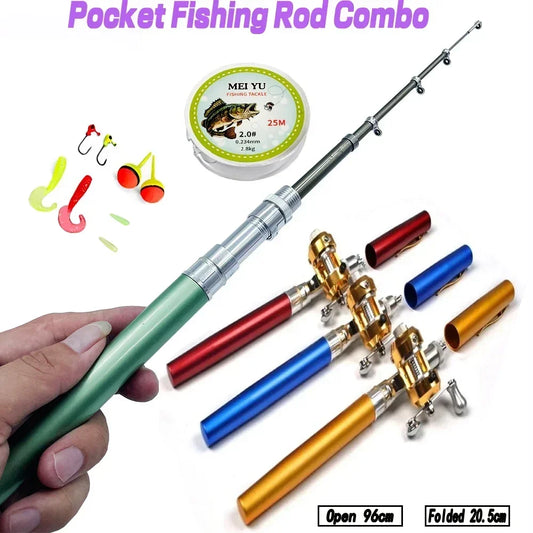 Kit Complet Canne à Pêche Stylo Télescopique + Moulinet + Fil + Accessoires